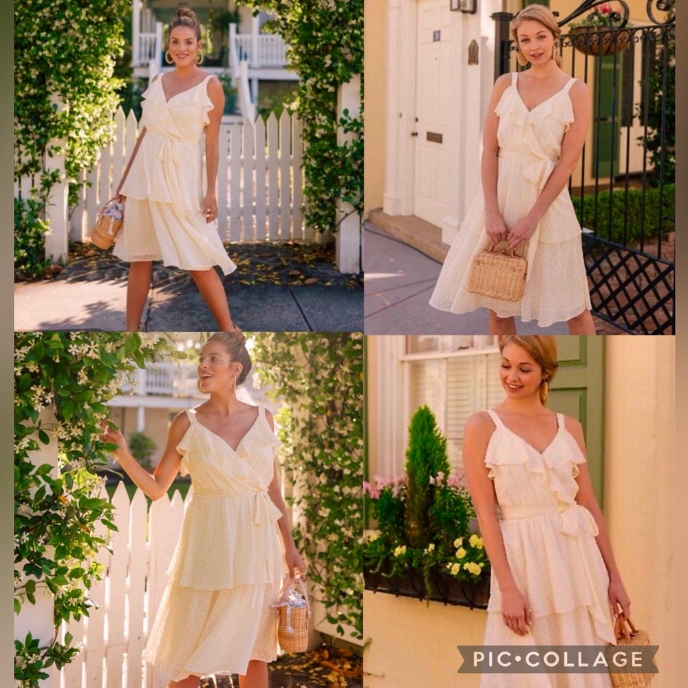 Gal Meets Glam Cream Ruffle Tiered Sundress